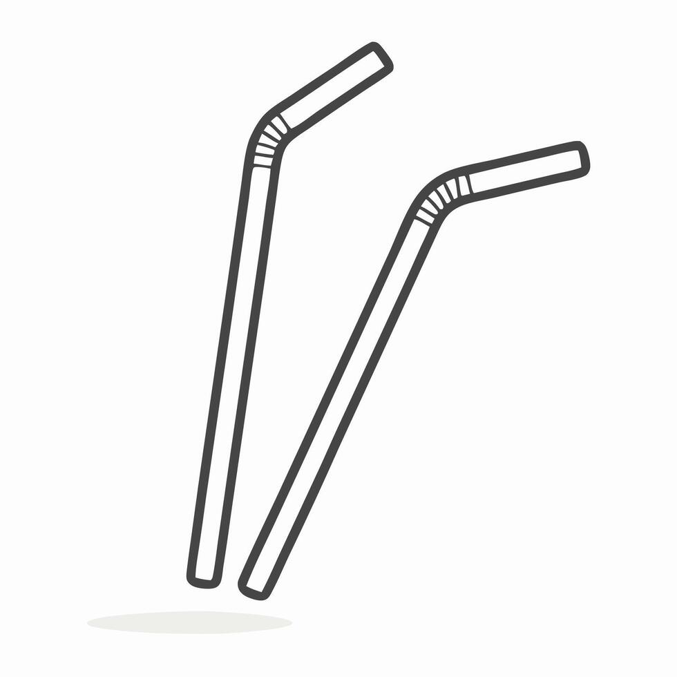 Two Plastic Drinking Straws, Line Art Icon vector