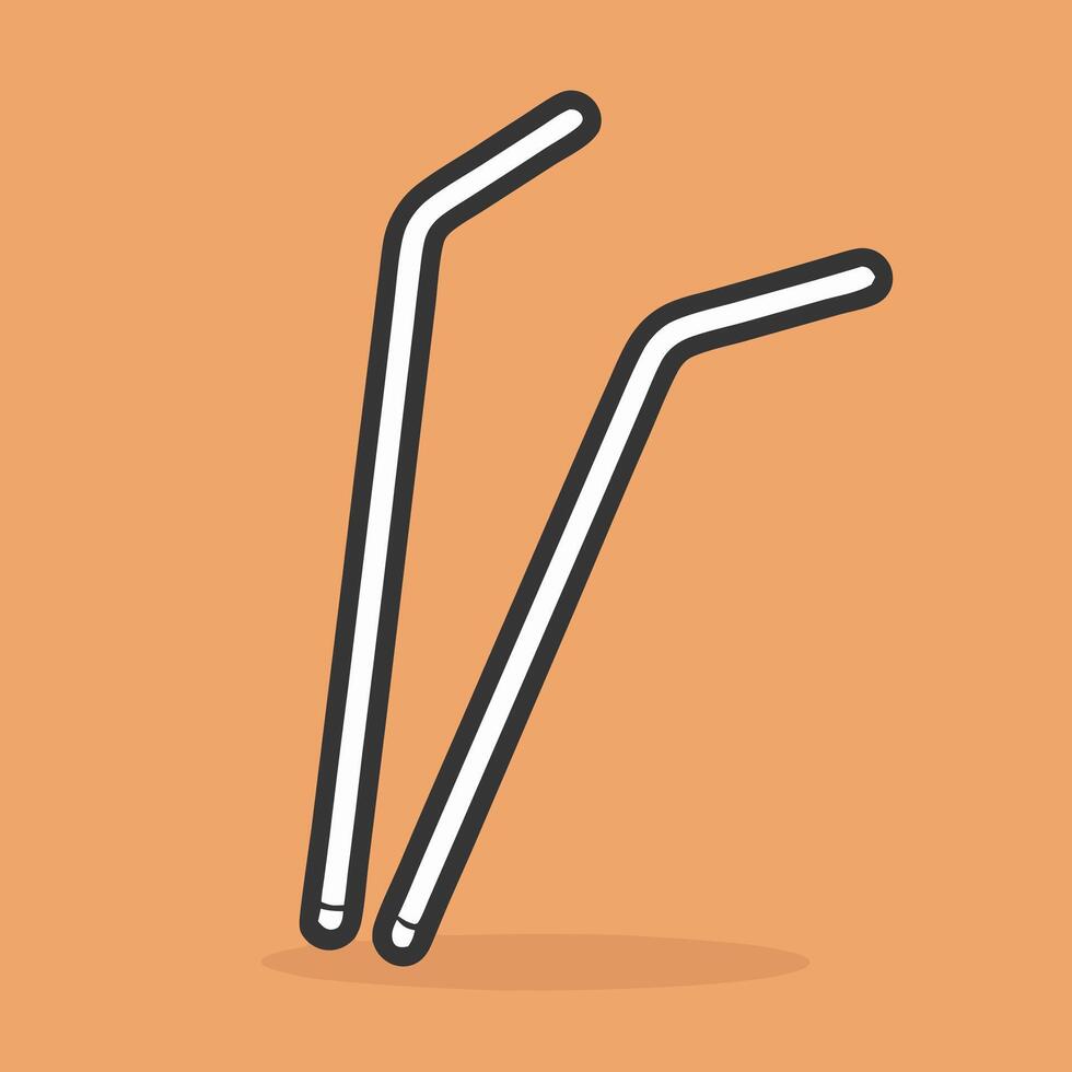 Two White Drinking Straws on Orange Background vector