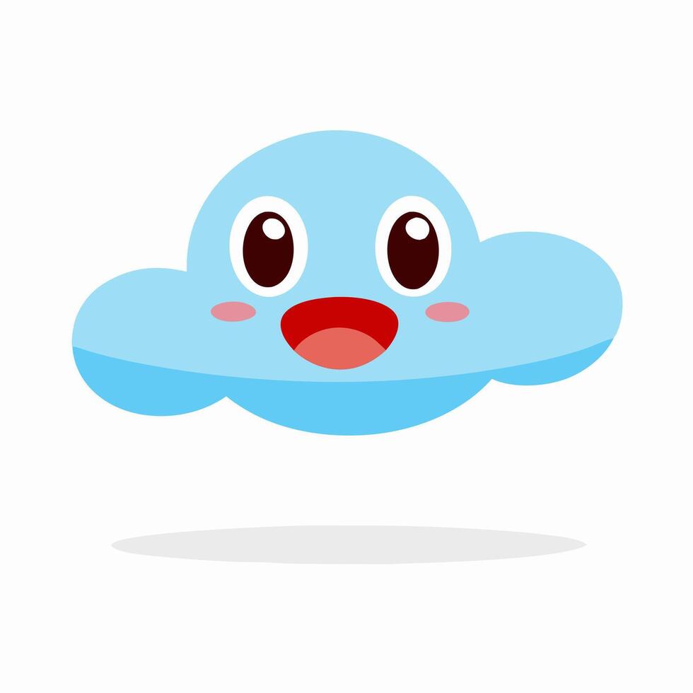 Cute Cartoon Cloud Character, Happy Smiling Face vector