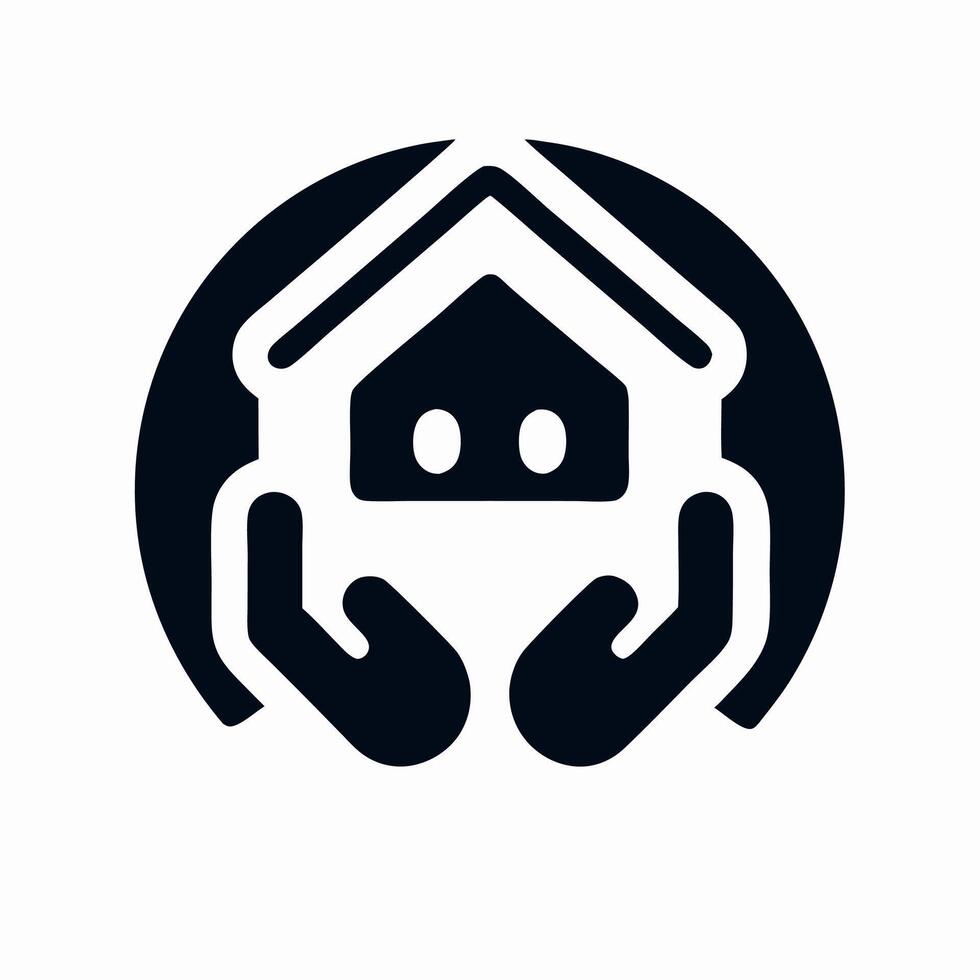 Home Protection Icon Hands Protecting House Symbol vector