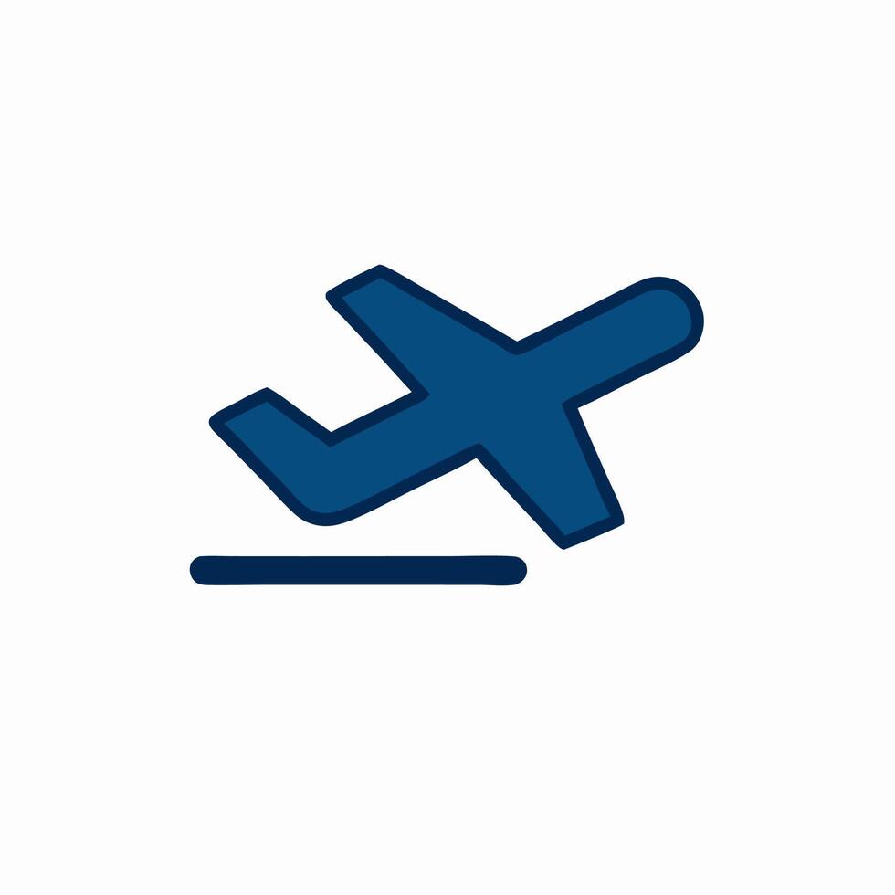 Airplane Landing Icon Blue Plane Touching Down vector
