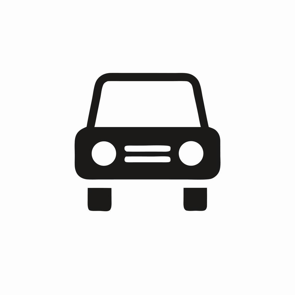Simple Black Car Icon Vehicle Symbol, Front View vector