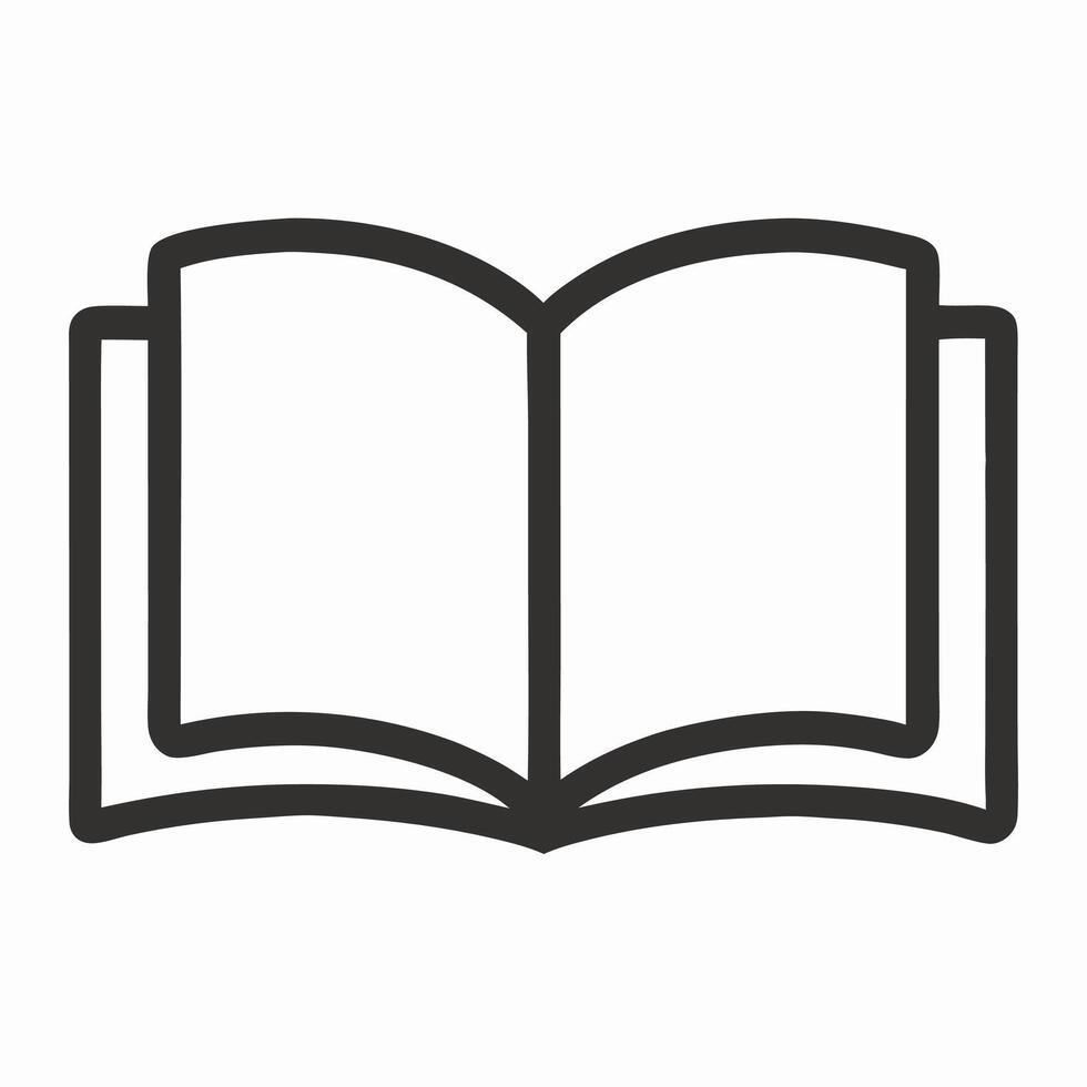 Open Book Icon Simple Line Art Illustration vector