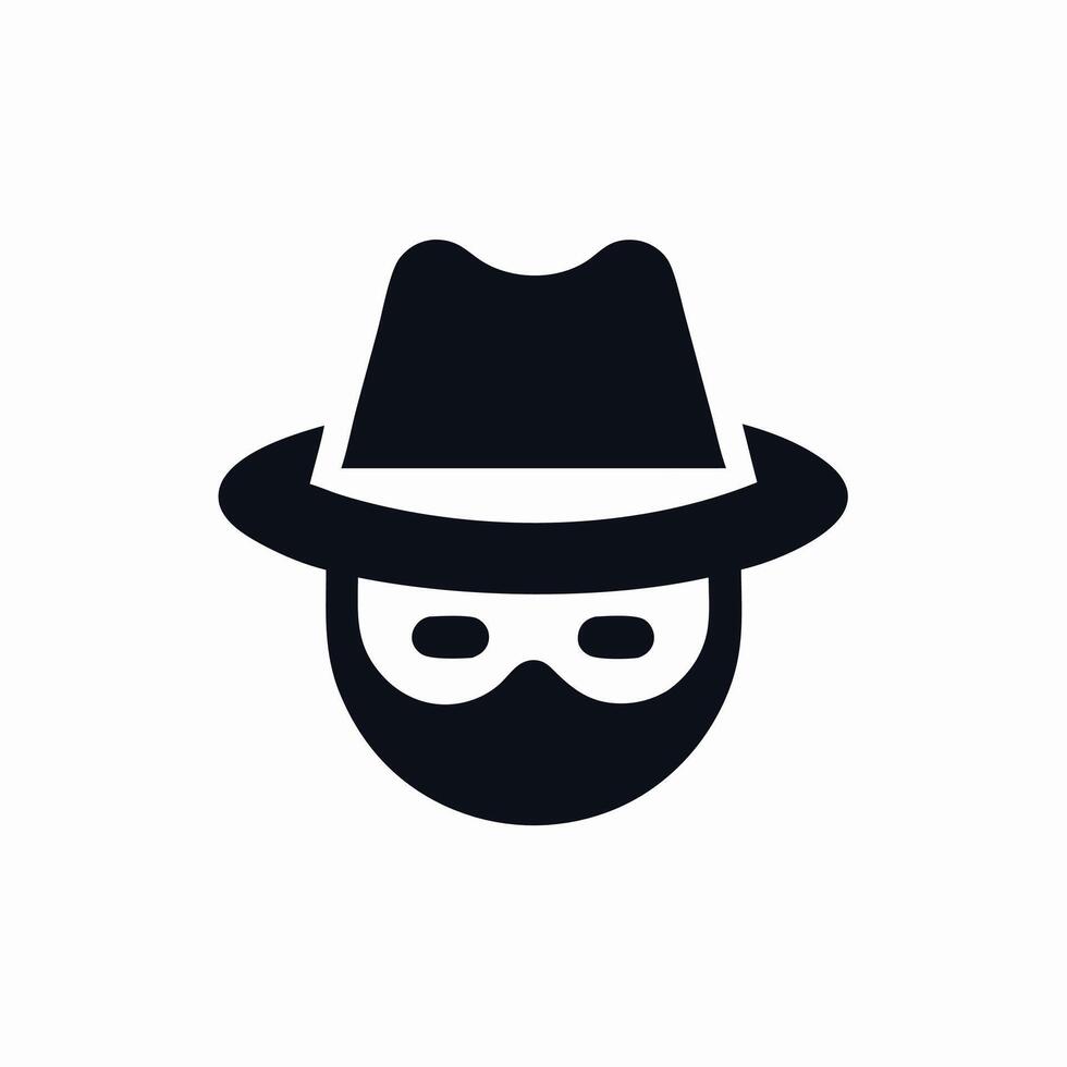 Anonymous Person Icon Masked Face in Fedora Hat vector