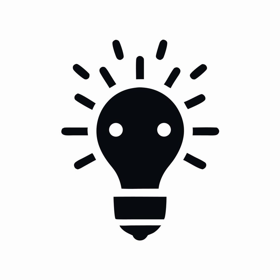 Light Bulb Idea Icon Black Silhouette, Innovation Symbol vector