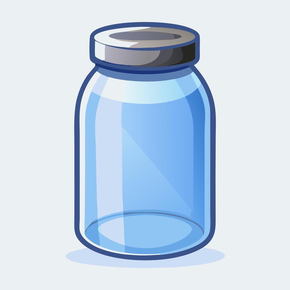 Cartoon Blue Glass Jar with Lid, Empty Container vector