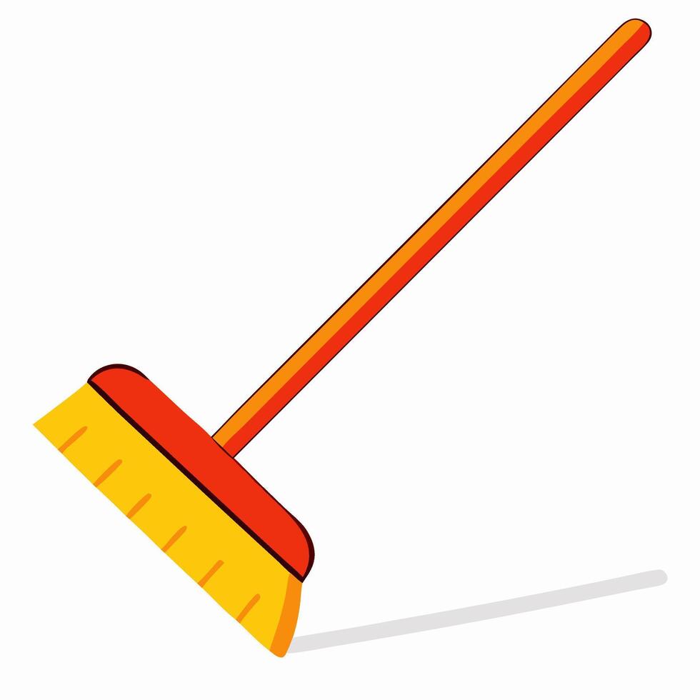 Orange and Yellow Broom Cleaning Supplies Illustration vector