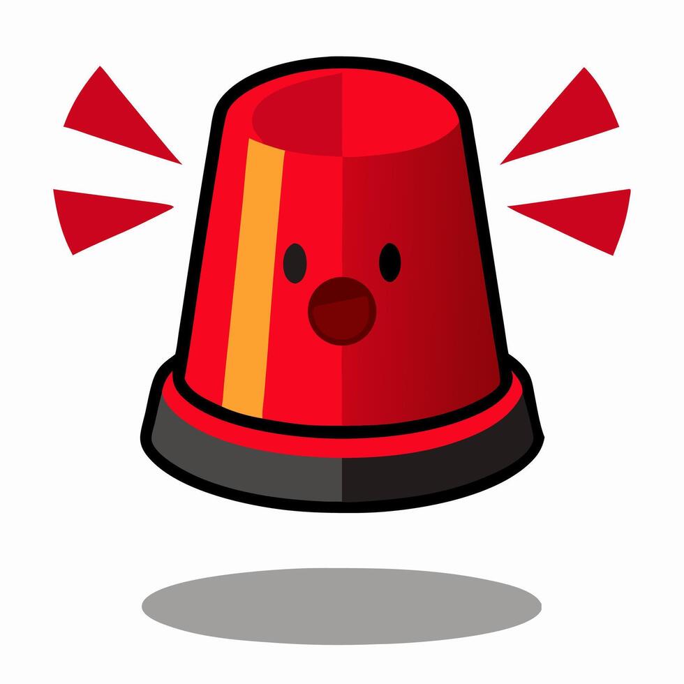 Cute Cartoon Red Emergency Light Siren Character vector