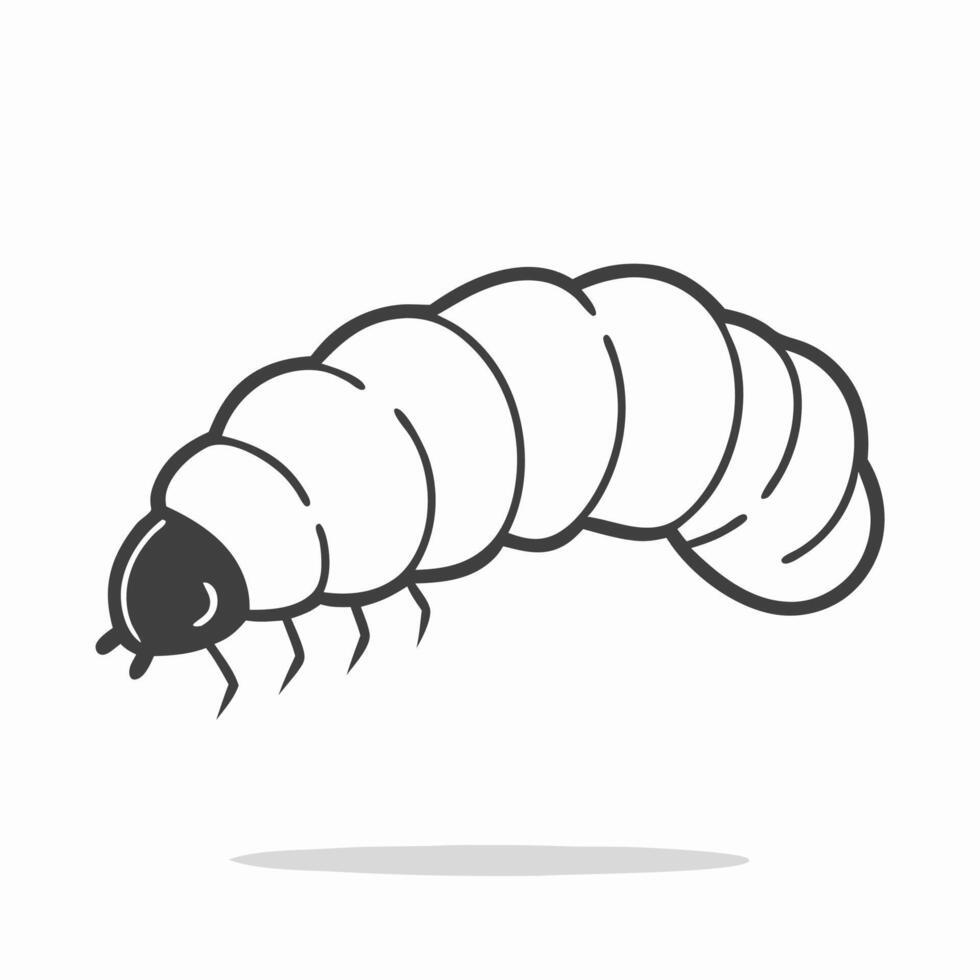 Gray Scale Illustration of a Grub Larva vector