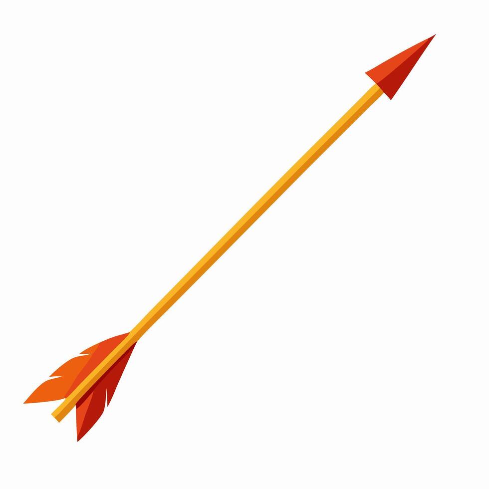 Orange Arrow with Feathers Archery Icon vector
