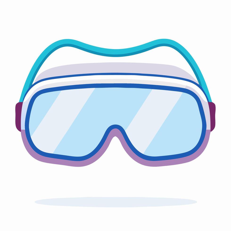 Cartoon Swimming Goggles, Blue and White, Diving Gear Illustration vector