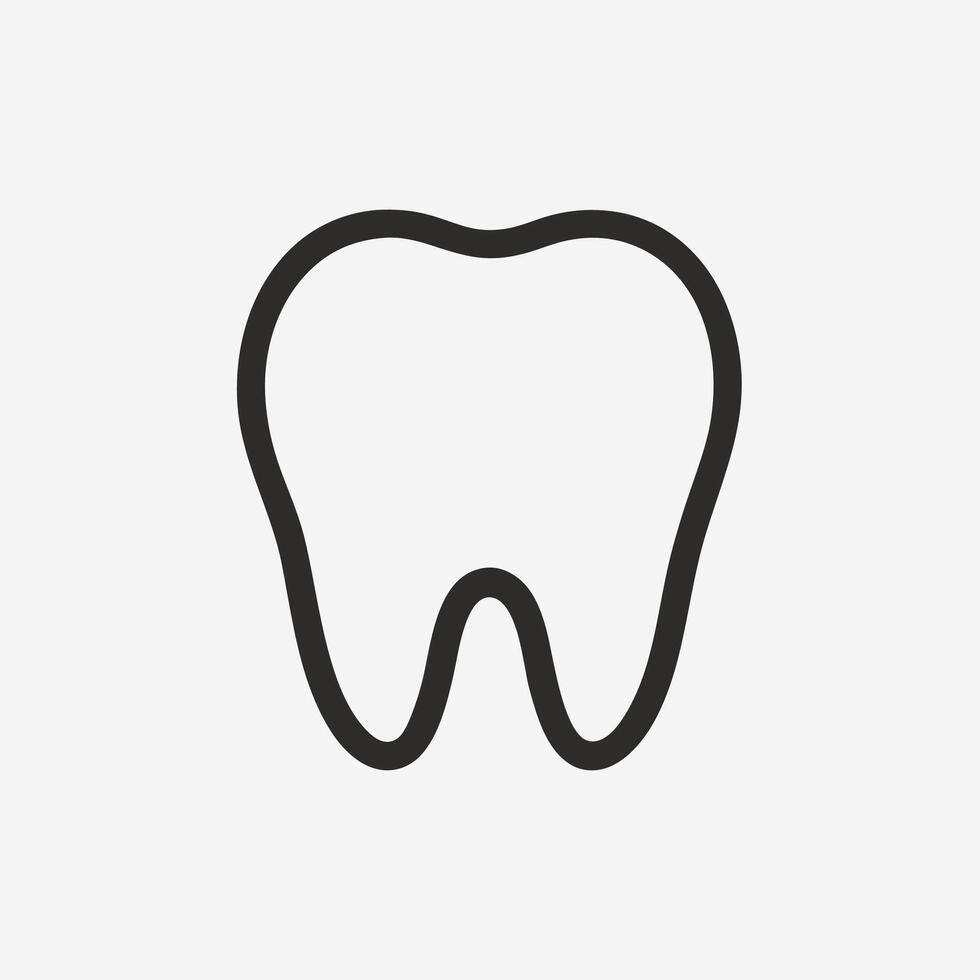 Simple Black Line Drawing of a Tooth Icon vector