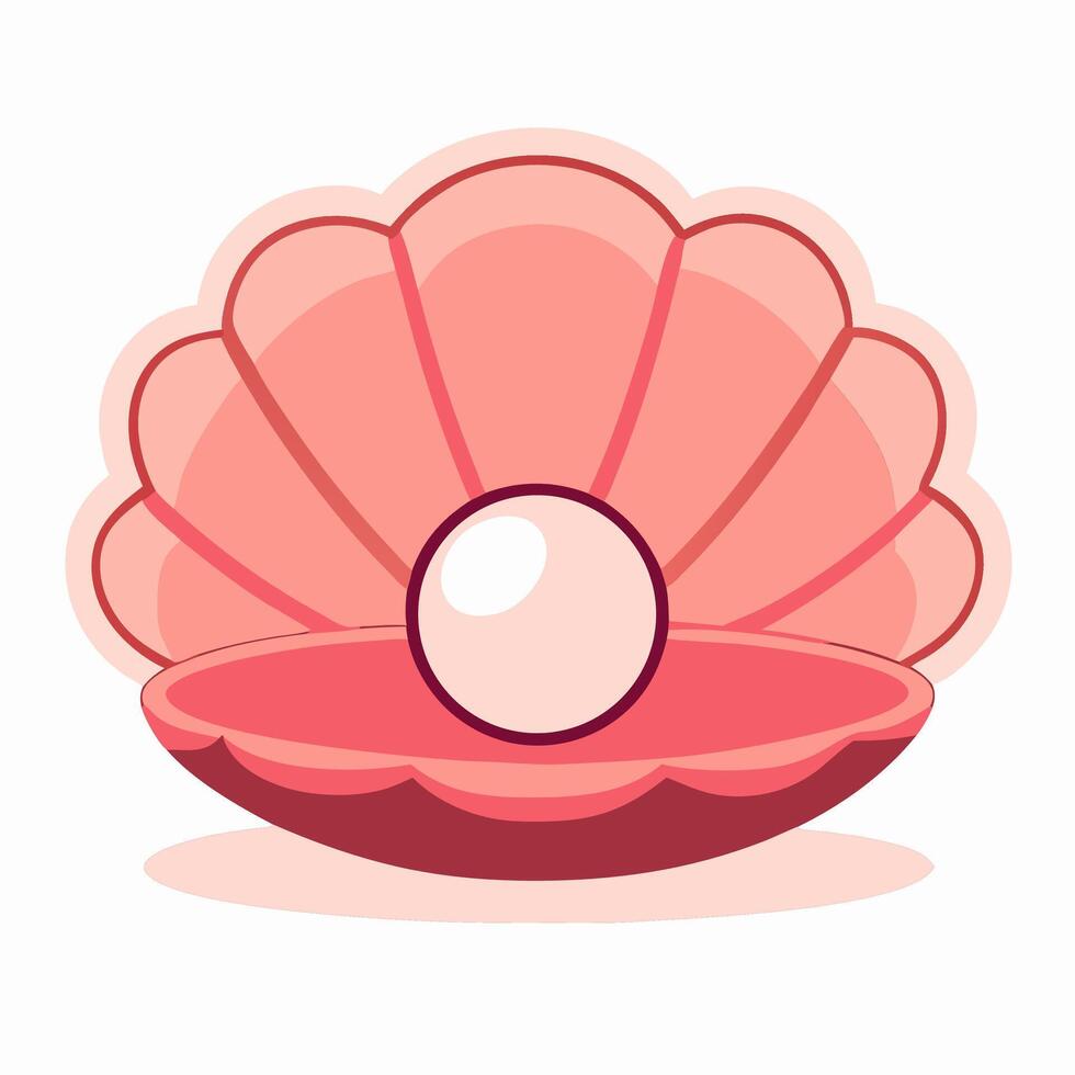 Pink Clam Shell with Pearl Ocean Treasure Illustration vector