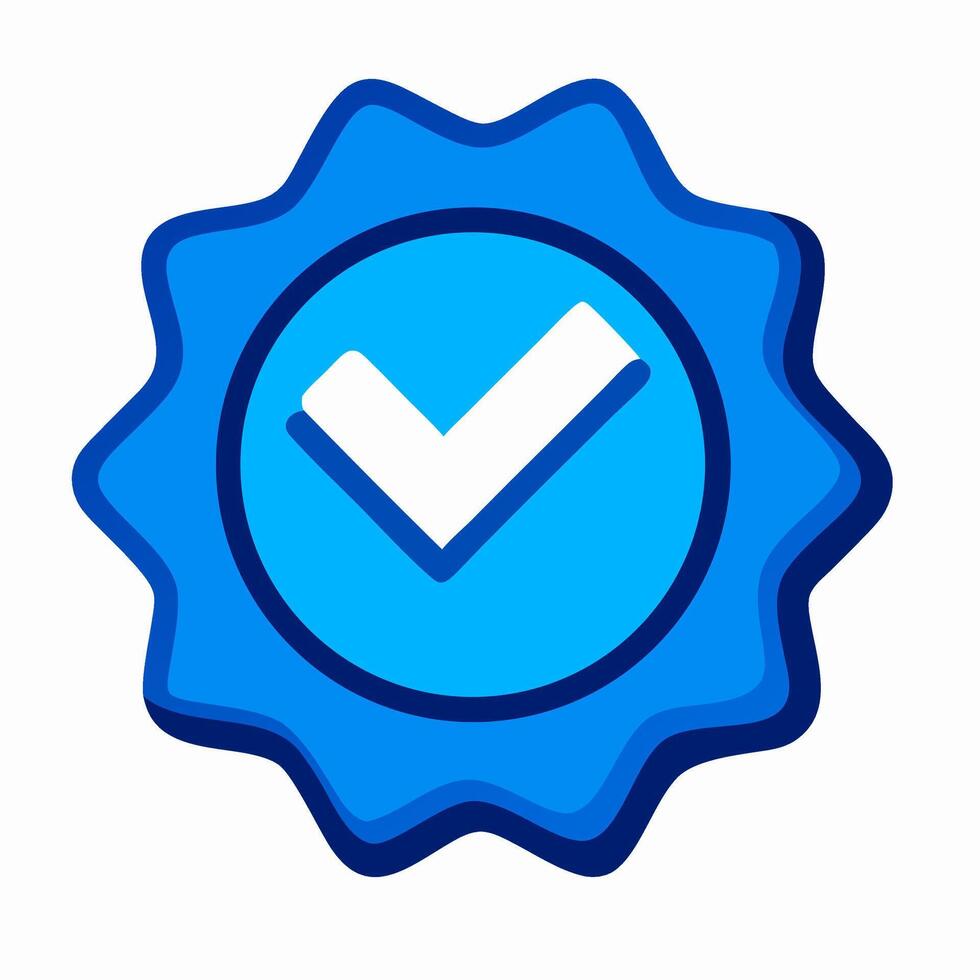 Blue Checkmark Badge Seal of Approval Icon vector