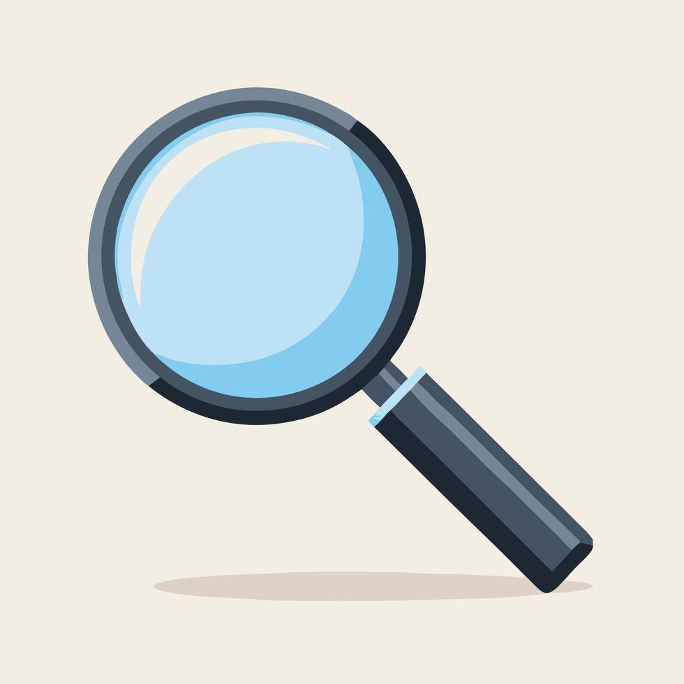 Magnifying Glass Icon Blue Lens, Dark Handle, Search Tool vector