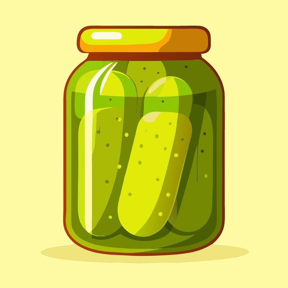 Jar of Pickles Dill Pickles in Glass Jar vector