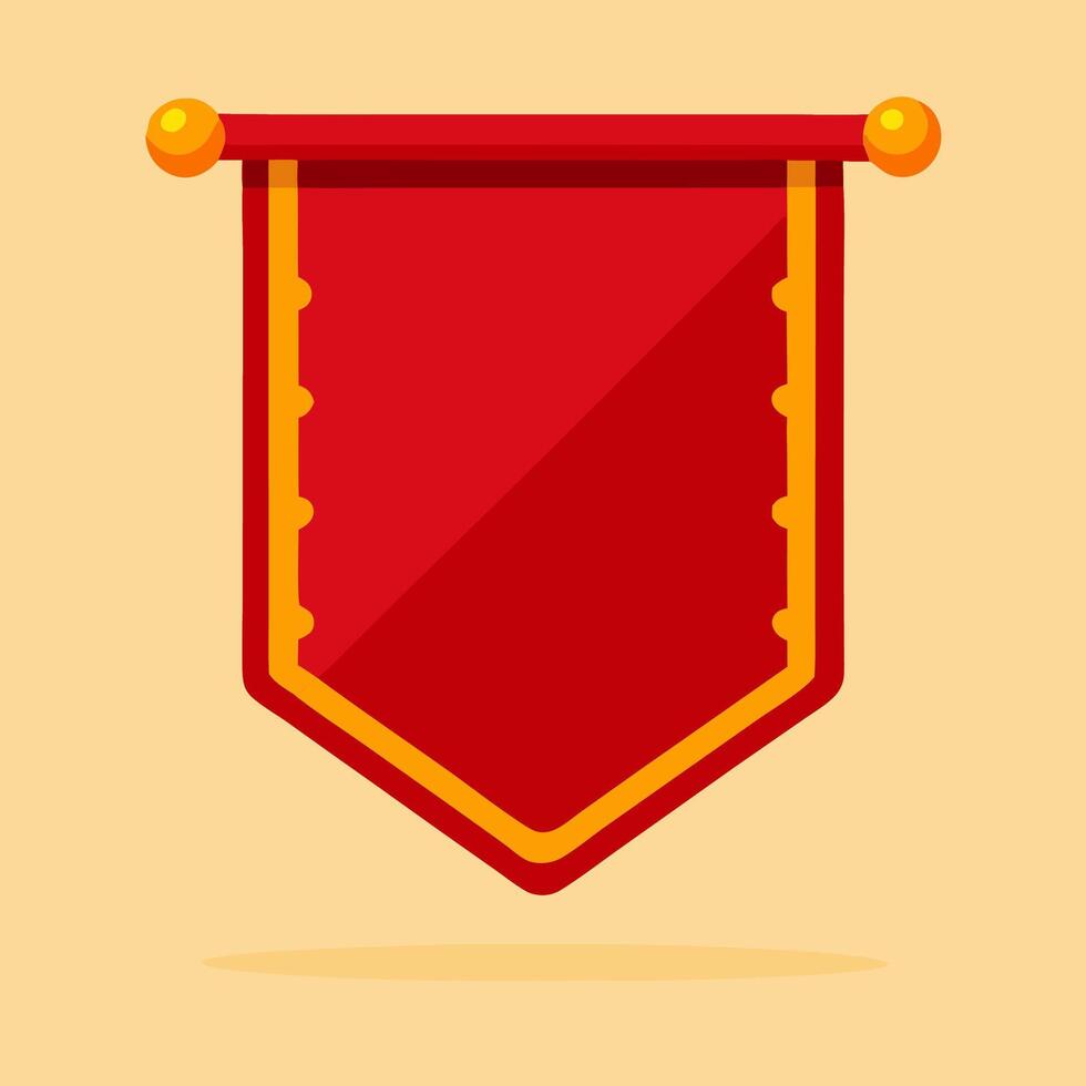 Red Medieval Banner, Hanging Flag, Blank Pennant vector