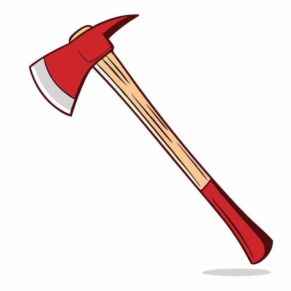 Red Fireman's Axe with Wooden Handle Illustration vector