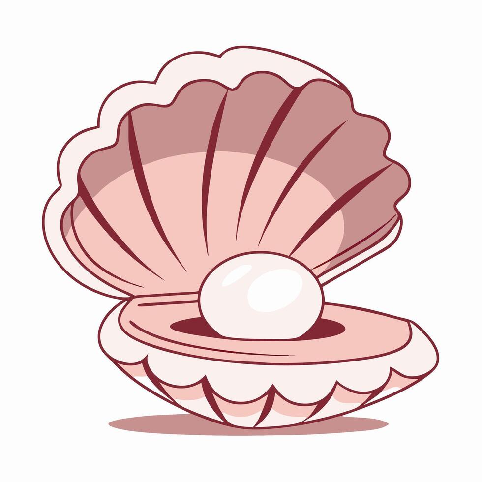 Pink Clam Shell with Pearl Illustration vector