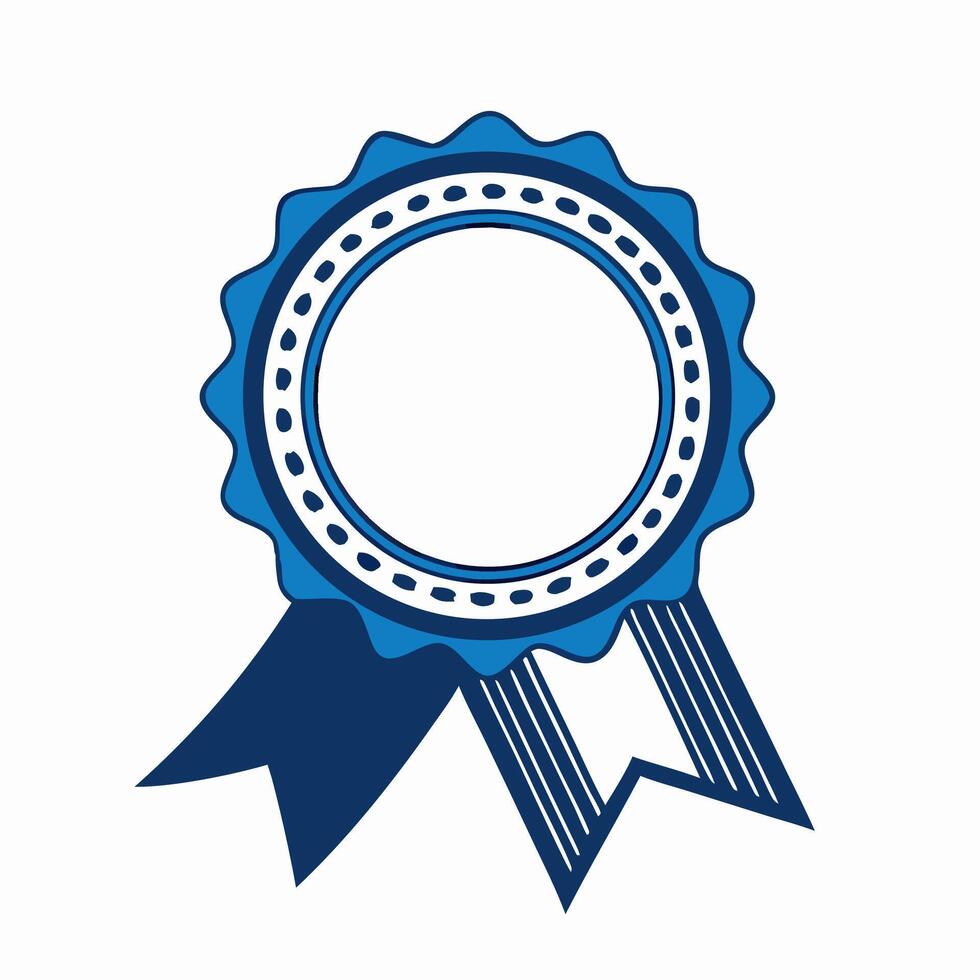 Blue Award Seal with Ribbon Blank Badge Template vector