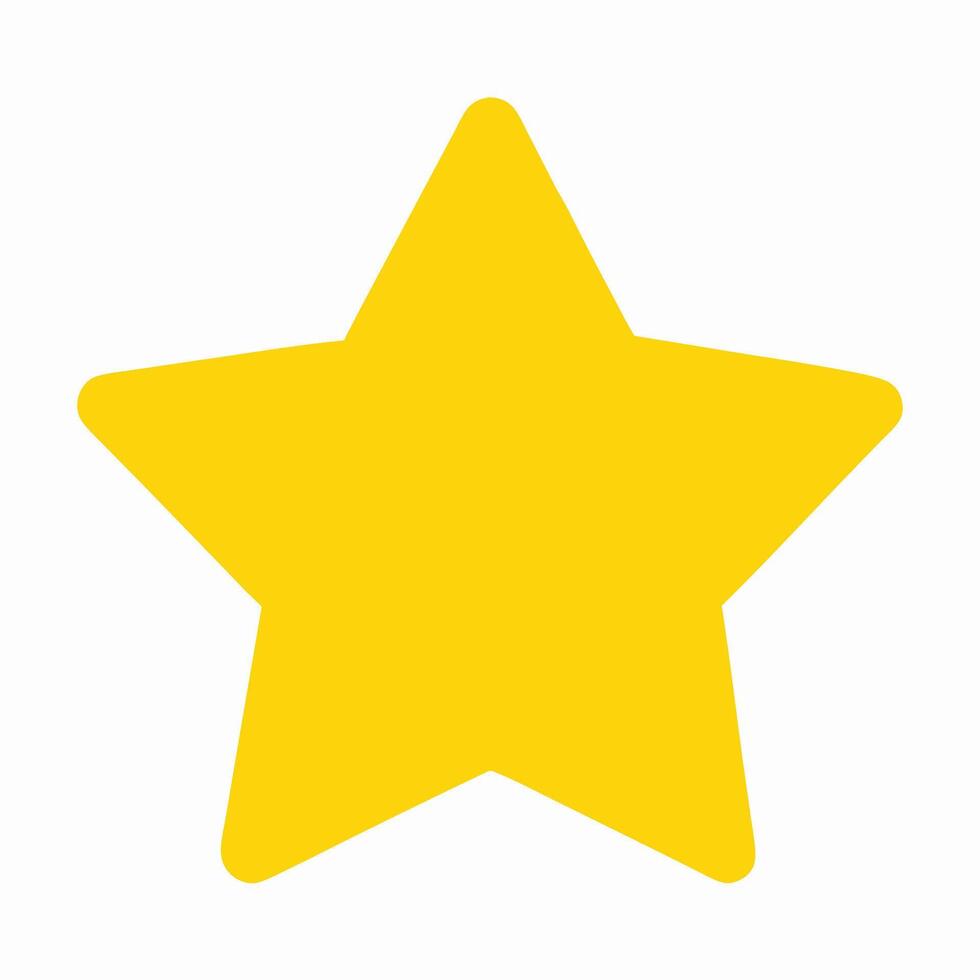 Yellow Star Icon, Simple Five Point Star Graphic vector