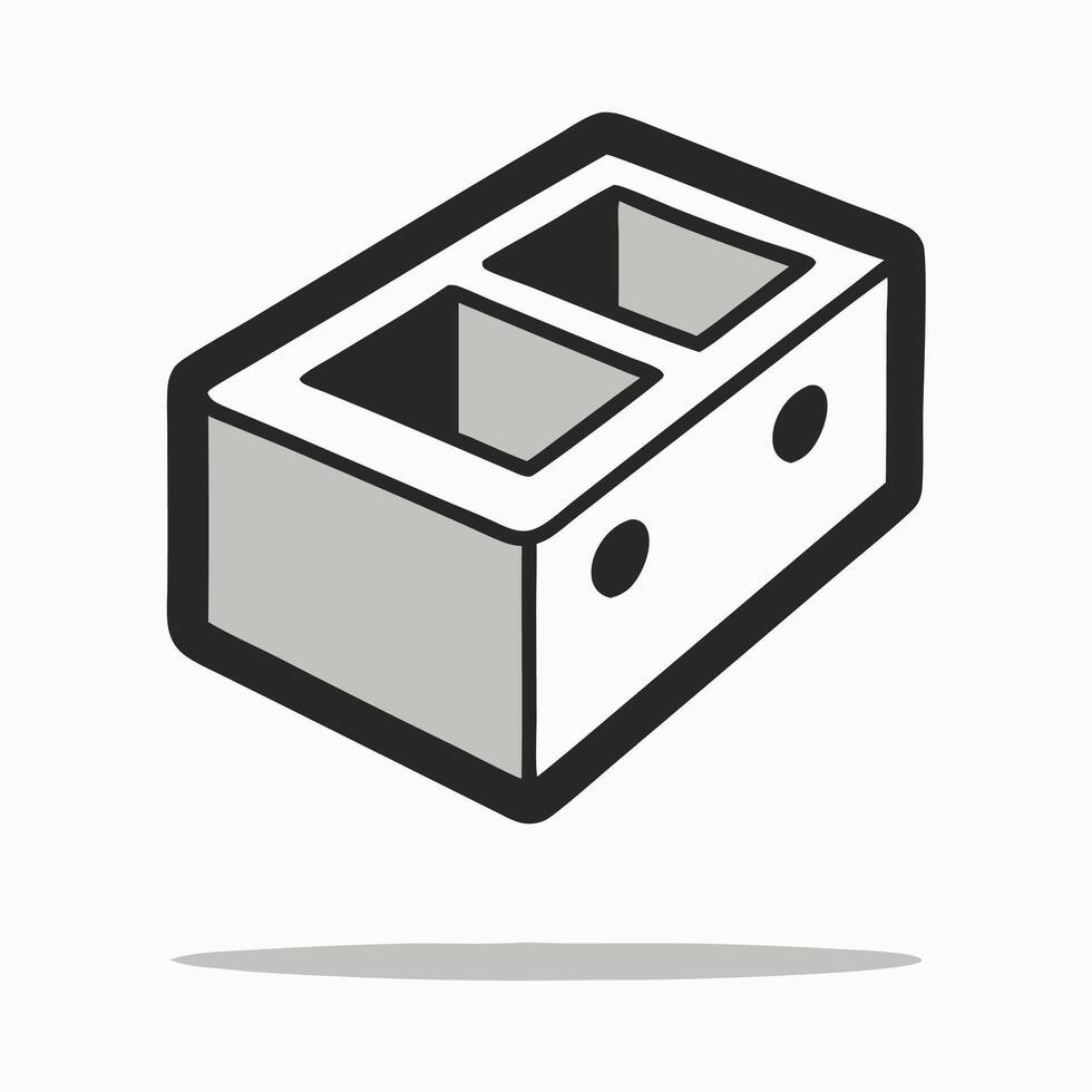 Concrete Block Icon Two Hole Hollow Block Illustration vector
