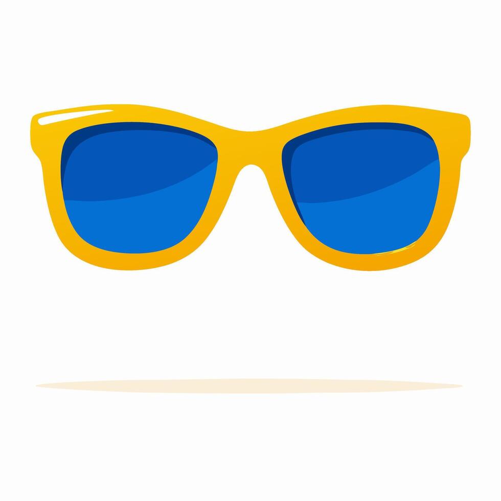 Yellow Sunglasses with Blue Lenses Summer Fashion Accessory vector