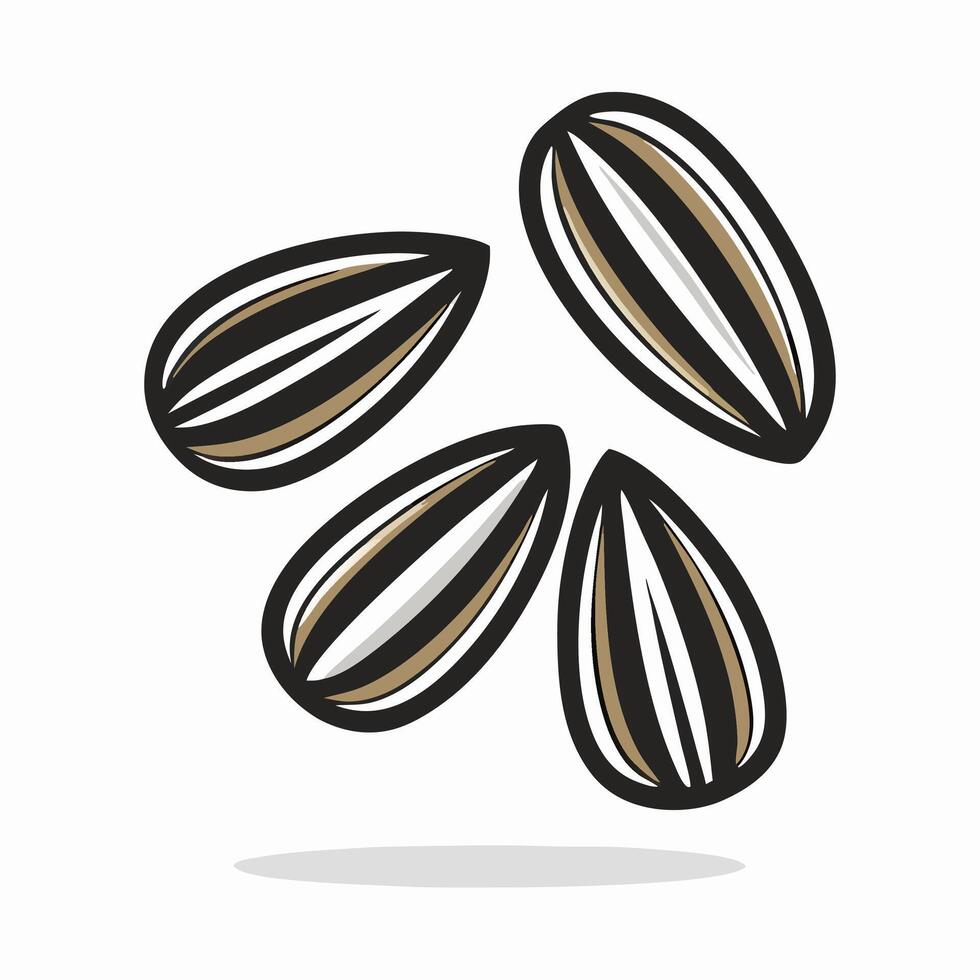 Four Sunflower Seeds Falling, Isolated on White vector