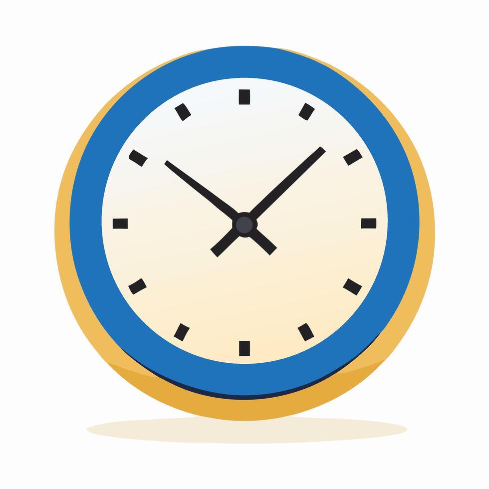 Blue and Gold Round Wall Clock Illustration vector