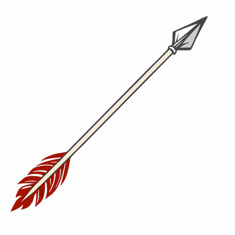 Red Fletched Arrow with Metal Tip Hunting Arrow Graphic vector