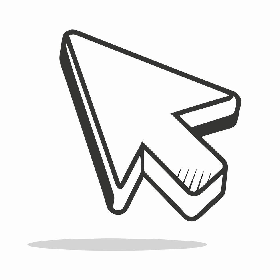 3D Isometric Cursor Icon, Computer Pointer, Arrow vector