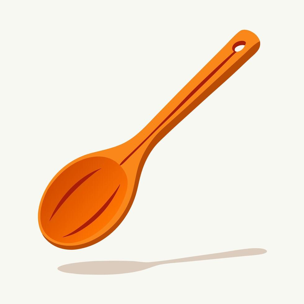 Orange Wooden Spoon, Cooking Utensil, Kitchen Tool vector