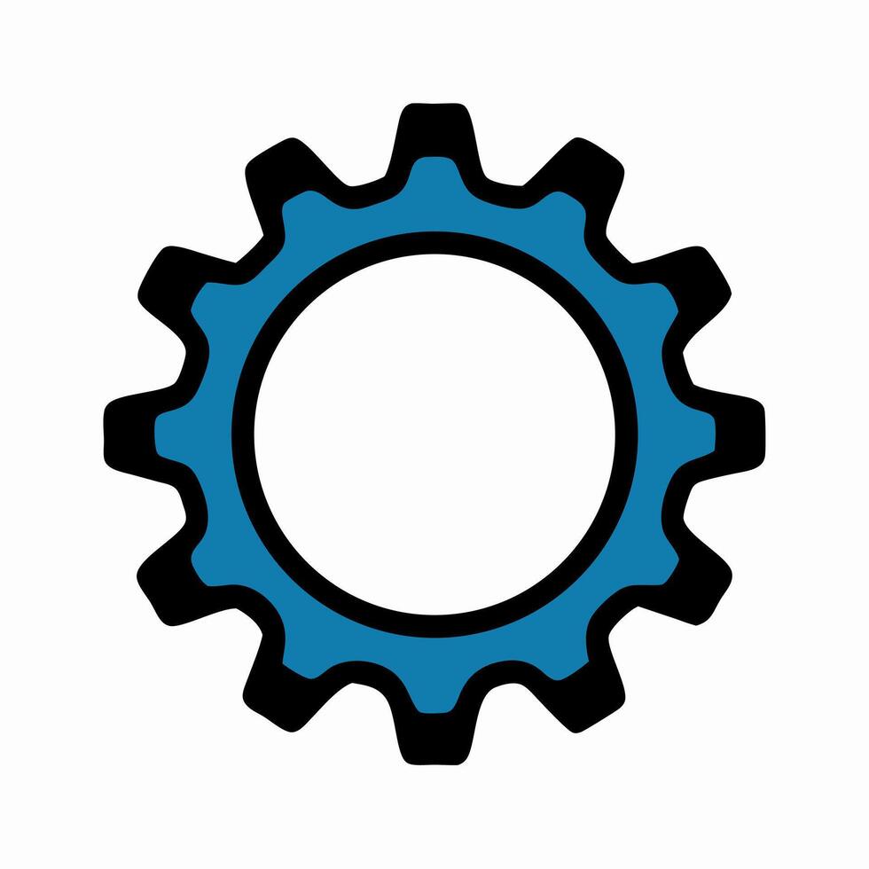 Blue Gear Icon, Cogwheel, Machine Part, Setting Symbol vector