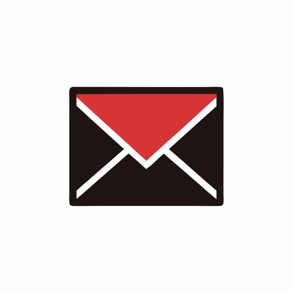 Red and Black Envelope Icon, Mail Symbol, Message Graphic vector