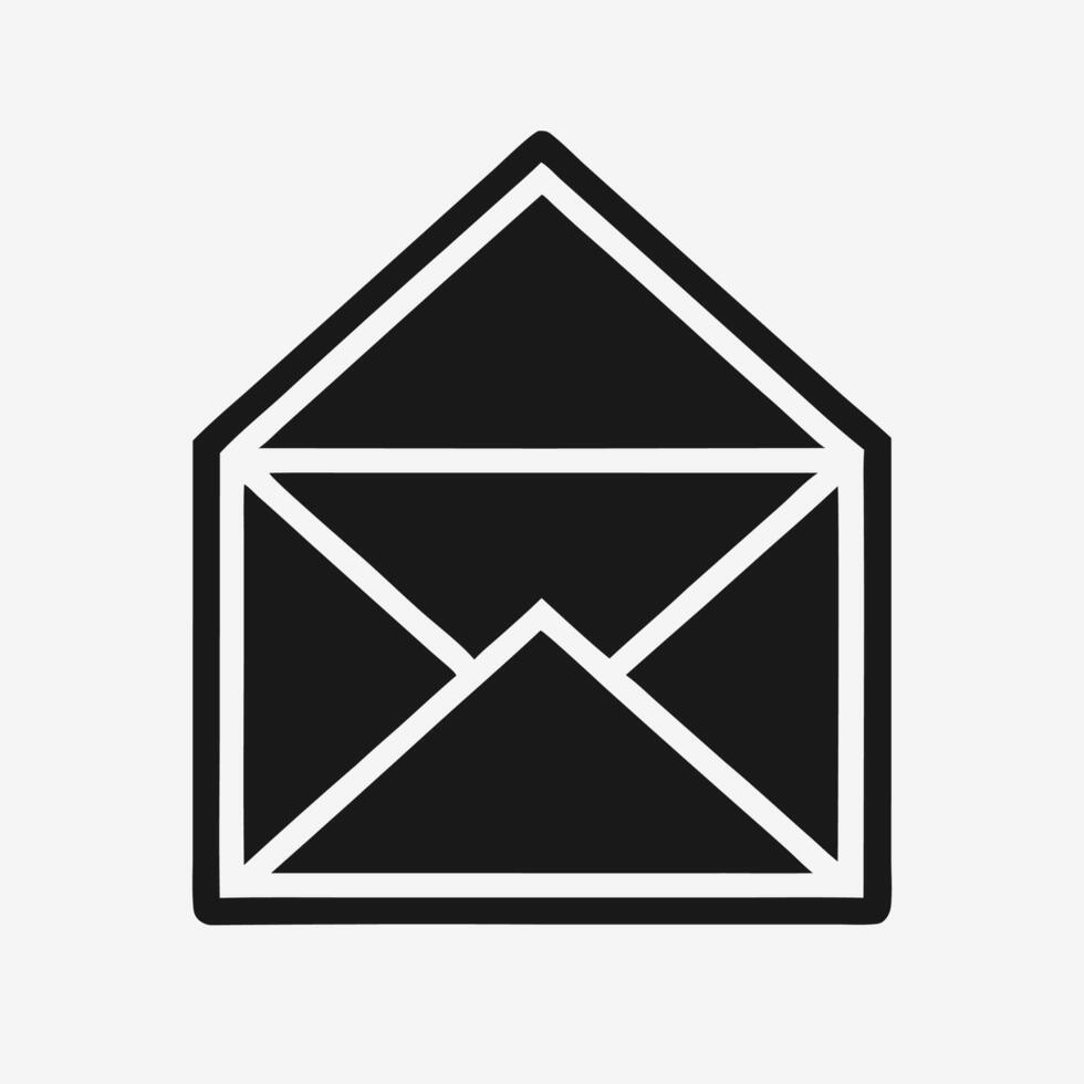 Open Envelope Icon Black and White Mail Graphic vector