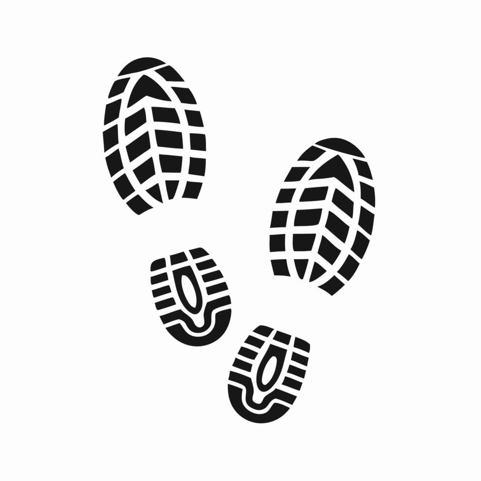 Four Black Shoe Prints, Walking Trail Footprint Icon vector