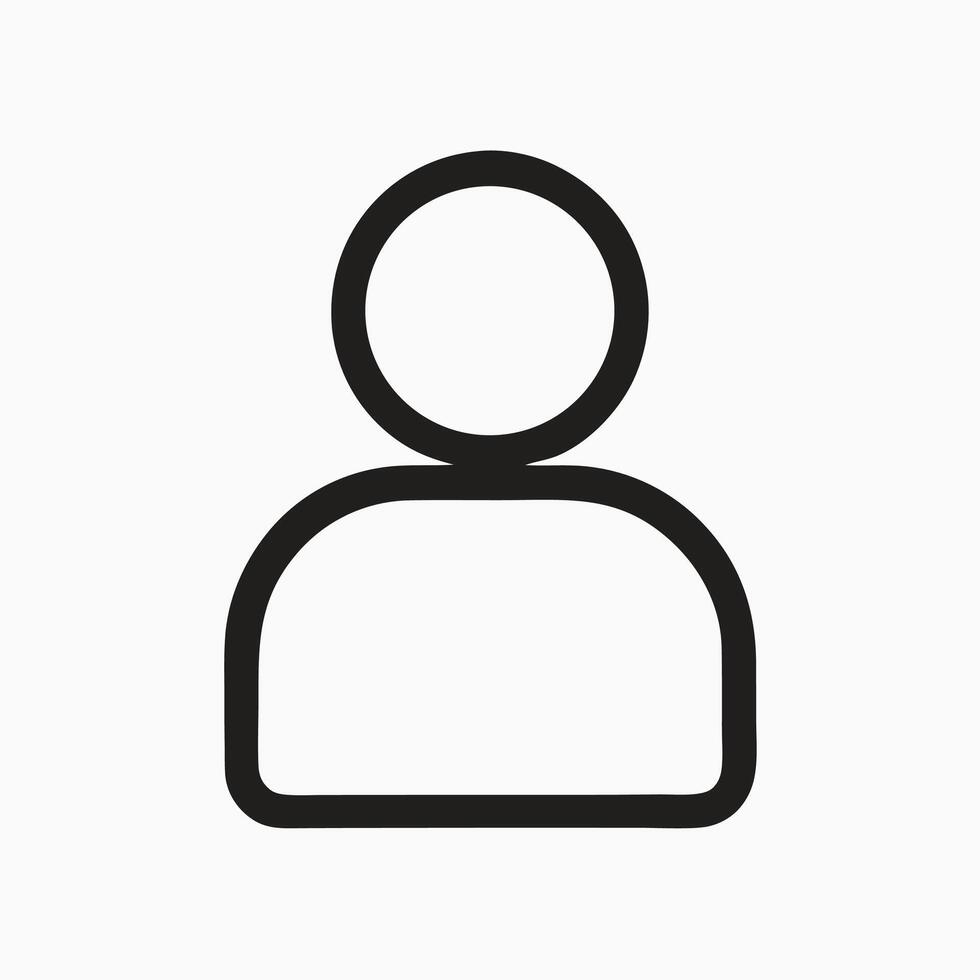 Simple Black Outline Person Icon, User Profile Symbol, Avatar, Generic Human Figure vector