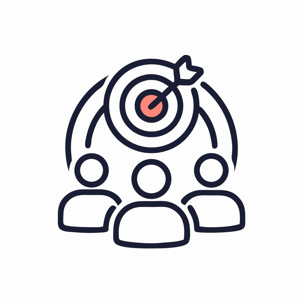 Teamwork Achieving Goals Target with Arrow Icon vector