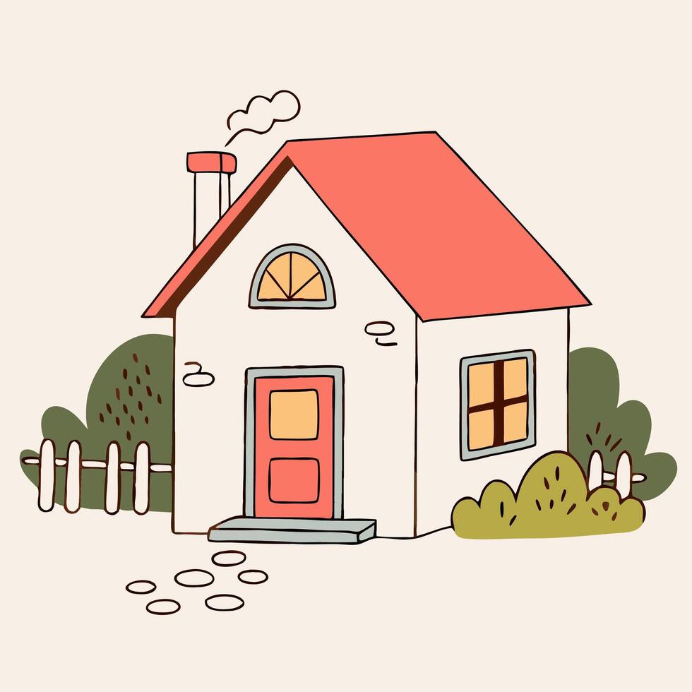 Cute Cartoon House Illustration, Home Sweet Home vector