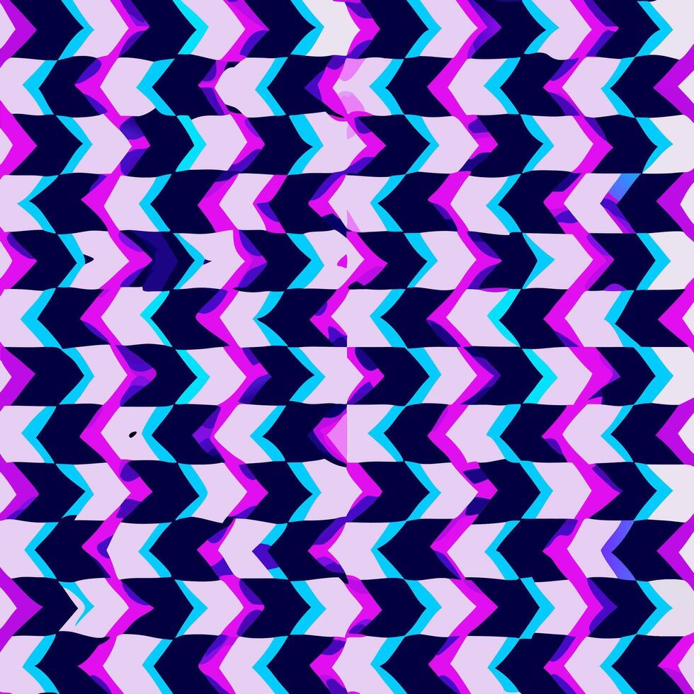Abstract Glitch Art Background Purple, Teal Chevron Pattern vector