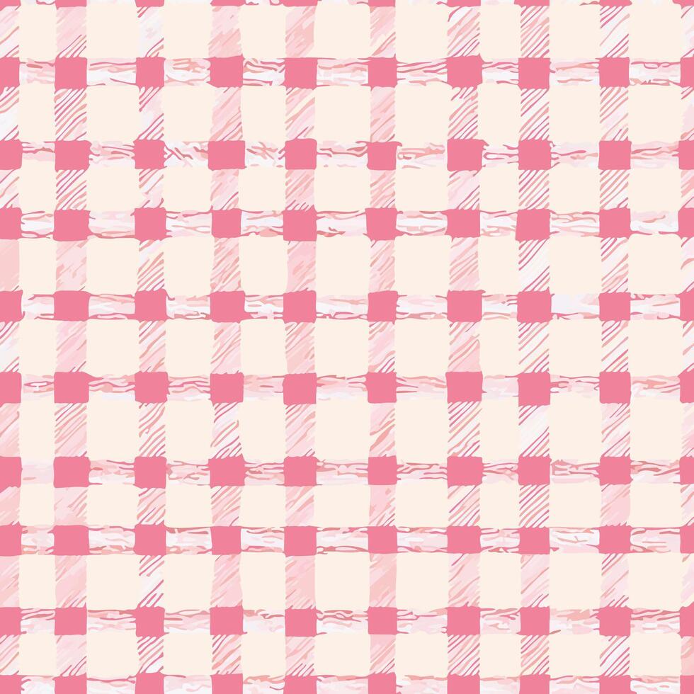 Pink and Beige Gingham Check Pattern Background vector