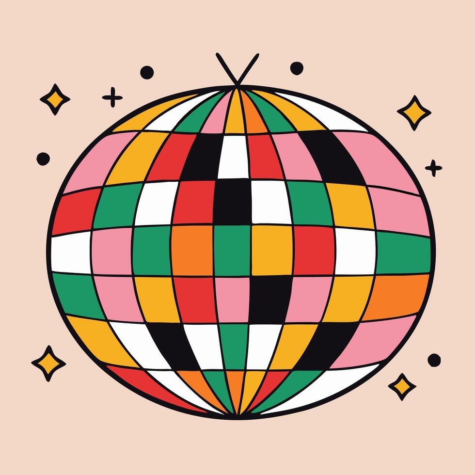 Colorful Disco Ball Illustration, Retro Party Design vector