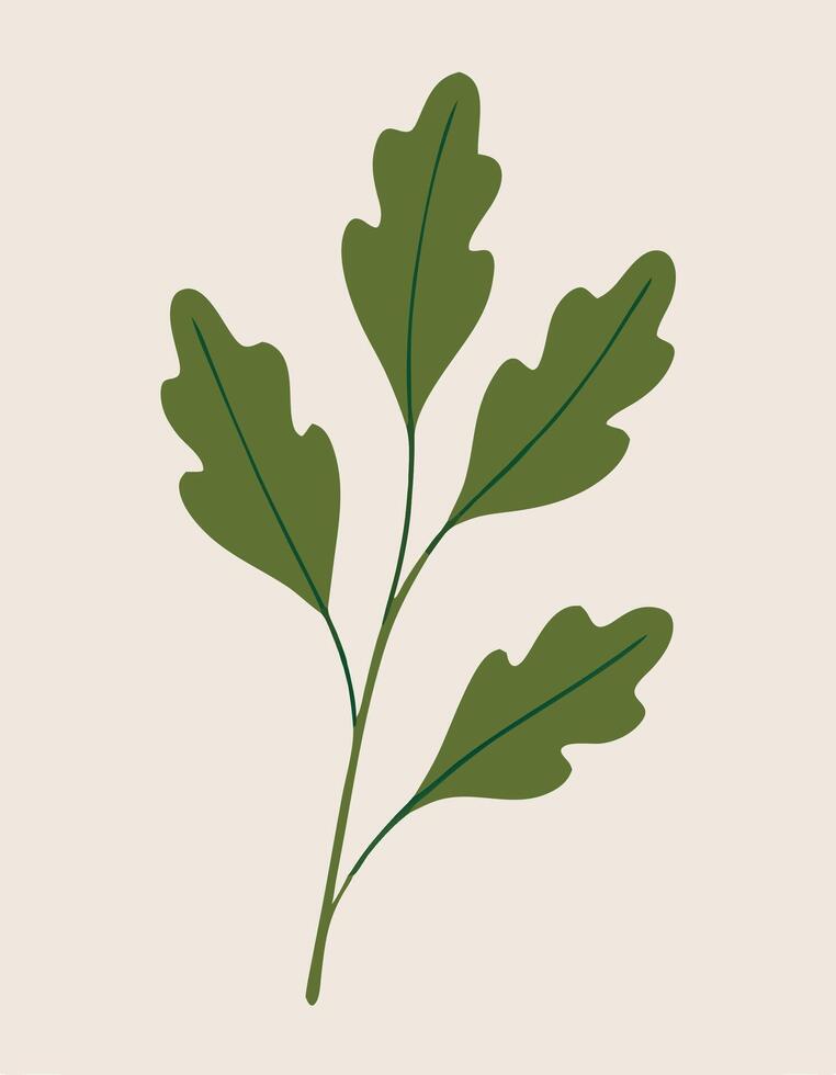 Green Leaf Branch Illustration, Simple Nature Design vector