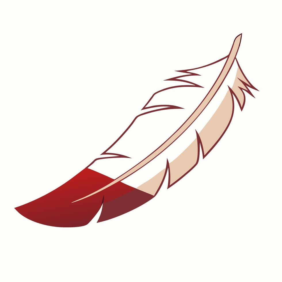 Red and Beige Native American Eagle Feather Illustration vector