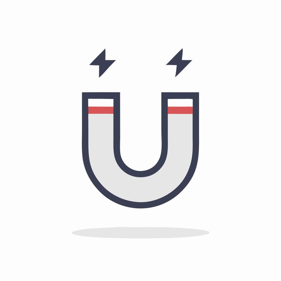 Powerful Horseshoe Magnet Icon Attraction, Magnetism, Energy vector