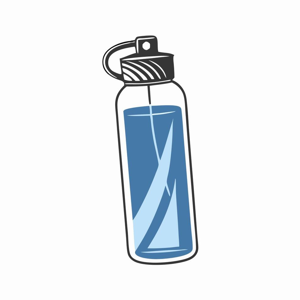 Water Bottle Illustration Blue Hydration Bottle Graphic vector