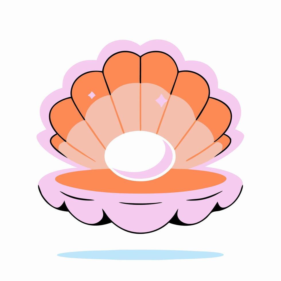 Orange Clam Shell with Pearl Illustration vector