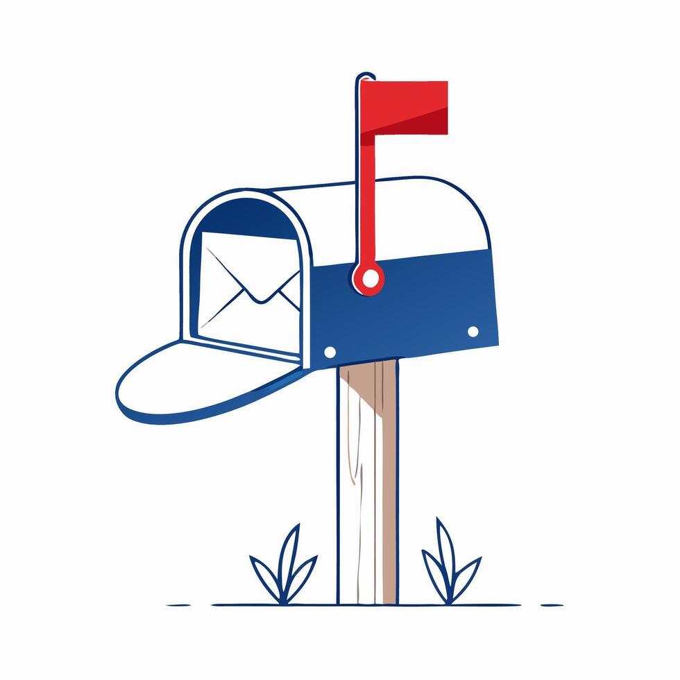 Blue Mailbox with Letter Post Office Icon vector