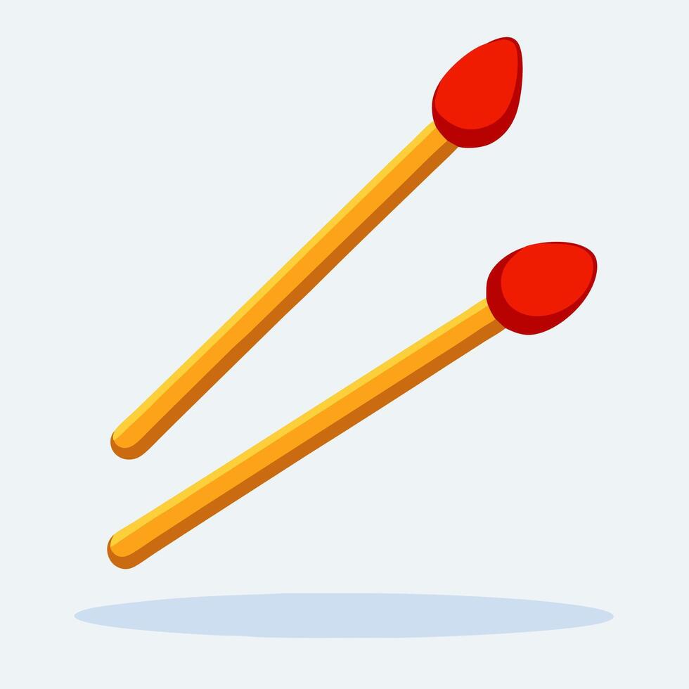 Pair of Cartoon Matches with Red Tips, Isolated vector
