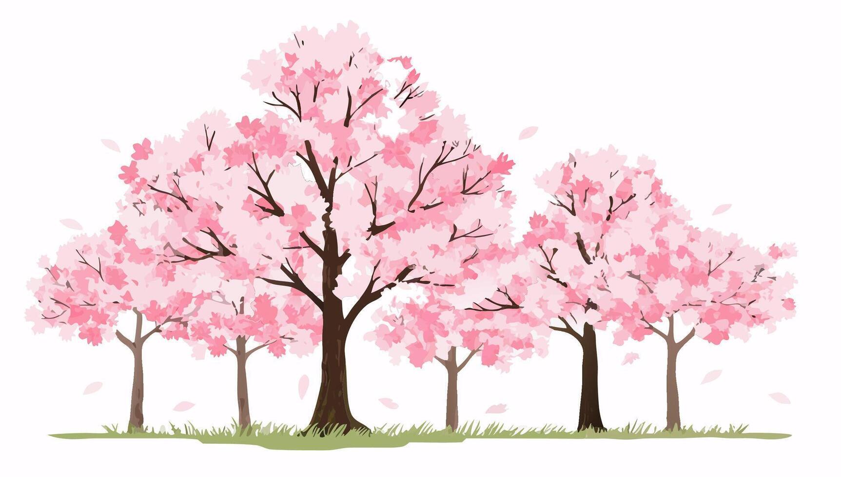 Pink Cherry Blossom Trees Spring Nature Scene vector